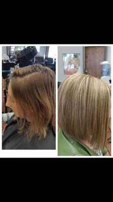 Before and after color/highlights