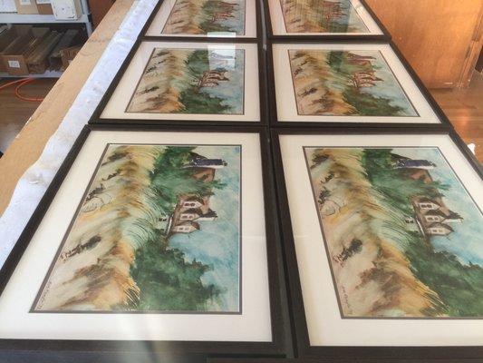 .We did the digital captures of the original watercolor, made the A..rches paper prints and custom framing