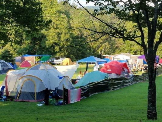 Solar eclipse event field tent campers