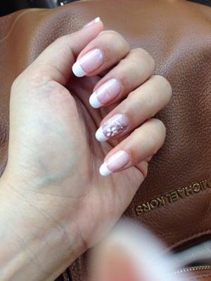 Gel French manicure with design.