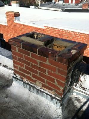 Finished chimney repair before chimney cap