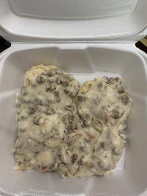 This was absolutely YUMMY! A 2 biscuit and gravy portion. So filling and flavorful!