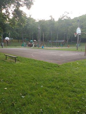 Playground and basketball court