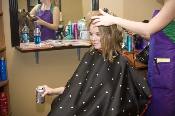 Charlie did at least 2 bridemaids and my hair for the day,