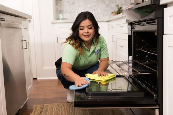 Oven Cleaning using Natural low impact cleaner.