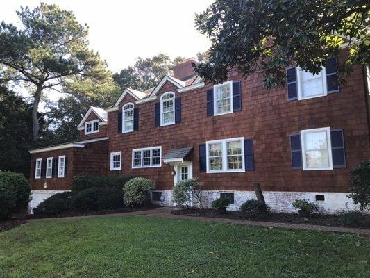 Exterior completed with shutters.