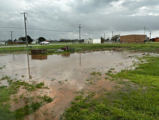 Lack of drainage right up to house