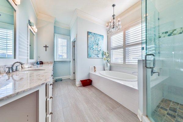 Spa like luxury bathroom at one of our listings