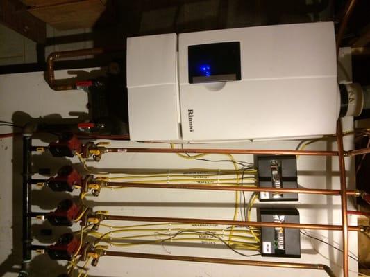 New high efficiency boiler with 8 new pumps and in floor heating