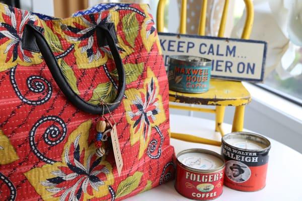 Kantha bag from India and vintage candles! Oooh, la, la.