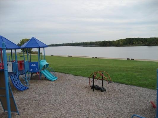 Playground looking down to beach and water