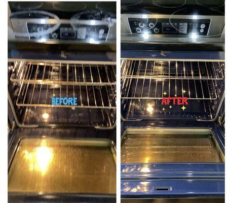 Before and after cook top and Oven Cleaning