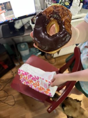 A donut the employee threw into the bag