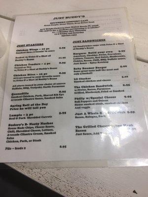 Food menu