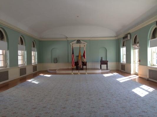 Second floor ballroom (looking east) *rug & flags are removed for rental events