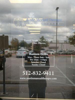 New window decal! Come by and see us! Especially if you are having pain from bumps, bruises, sprains and strains!