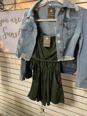 Bad & Boujee  Romper  paired with a hot Jean jacket . Perfect combo for this season !