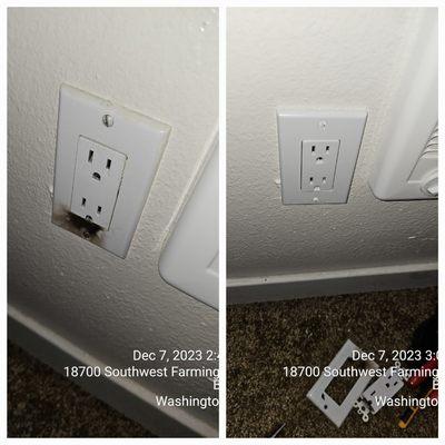 Receptacle, outlet replaced.