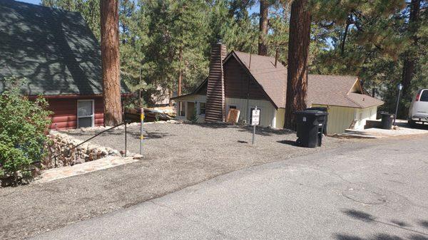 Crushed asphalt on parking area