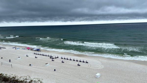 PCB with our beach chairs set up in the semi-circle. Everyday beach time!