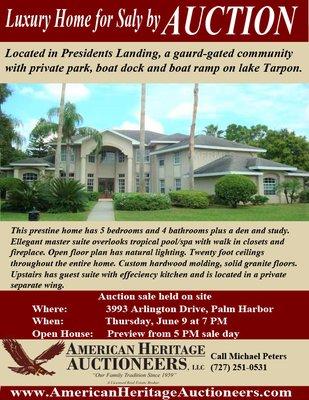 Palm Harbor  For Sale By AUCTION