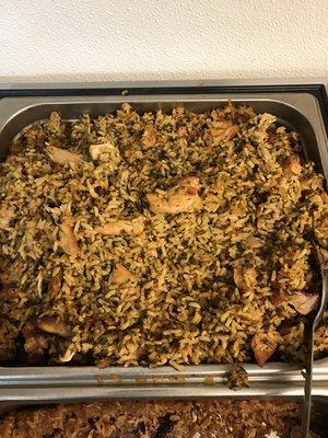 This is our "cook up" rice  it's made with spinach  an chicken