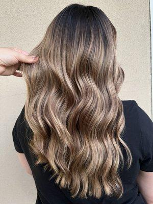 Balayage with base color