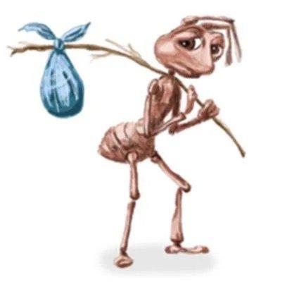 ant holding sack sad :(