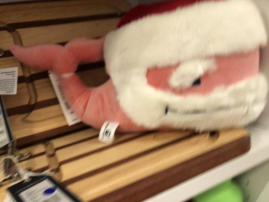 Whale dressed up as Santa