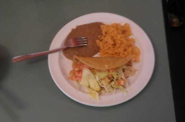 Child's chicken taco plate... Lotsa chicken, delicious order n not too big!