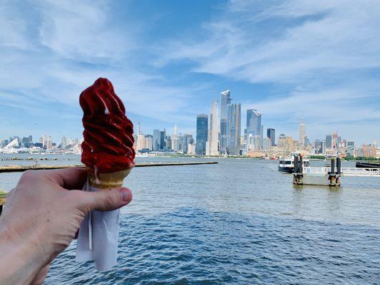 Cherry dip cone at the Mister Softee ice cream truck