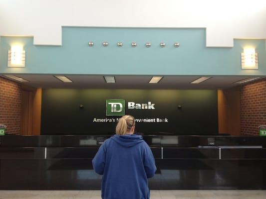 Bank teller counter.