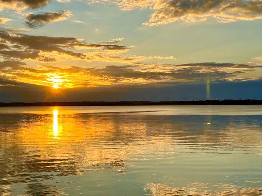 Sunset views from our lakefront access on Lake Palestine, Texas