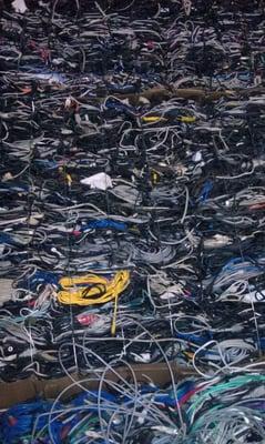 Large bales of wire from computers and other electronic items. 