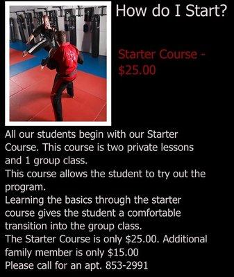 Starter Course: 2 private lessons & 1 group class for $25