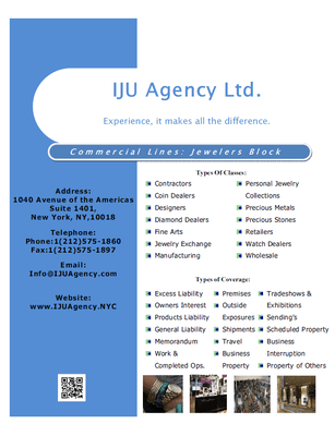 Are you in need of Jewelers Block Insurance? IJU Agency Ltd. (IJU), is a group that can help.