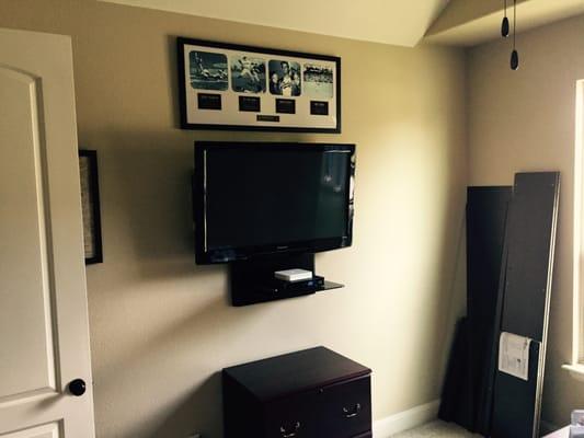 Office TV with shelf