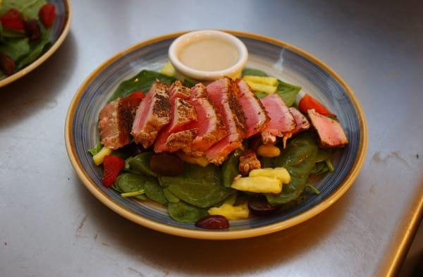 Seared Tuna over Fresh Fruit with signature Ginger Dressing