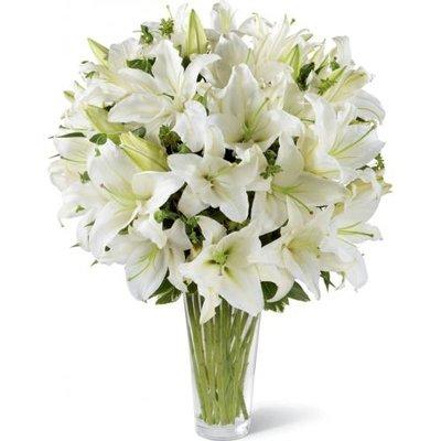 Vase of white lilies