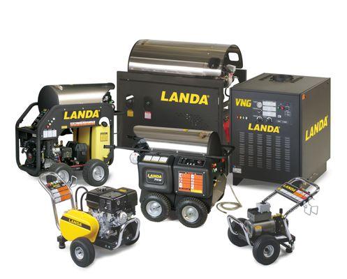 Landa's product line of pressure washers.