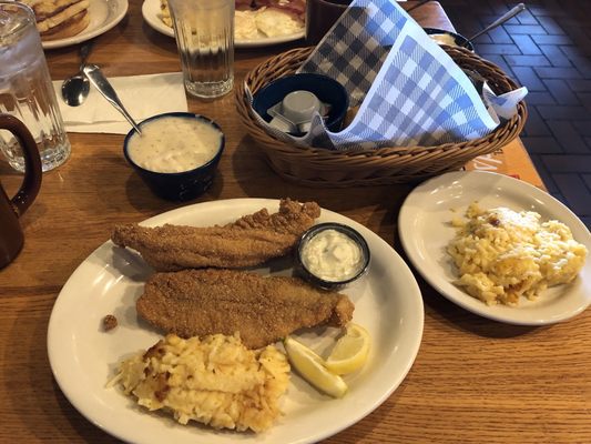 Fried Catfish, Hashbrown Casserole