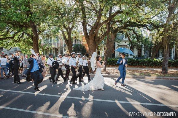 Second Line after wedding in New Orleans