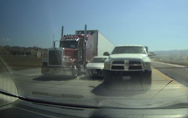 truck almost caused a 3 vehicle pile up.