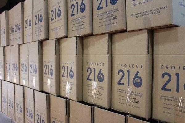 Project 216 (formerly Kids against hunger) is held each fall at First Church.