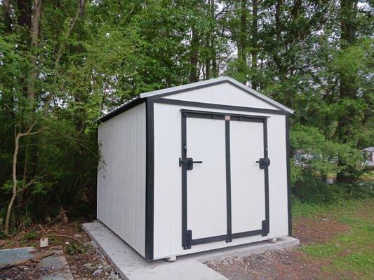 10 x 12 Shed with LP Smartside and our pull down Rampage door/ramp system.