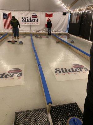 Ice curling lanes