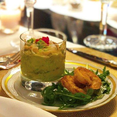 Avocado Mousse with Picante Shrimp