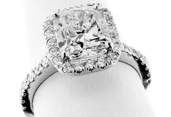 3.01 Carat GIA Cushion Cut Platinum Engagement Ring