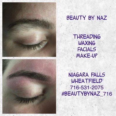 Before and after eyebrow threading