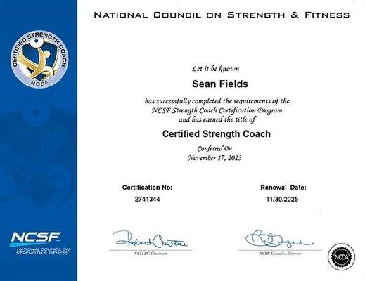 NCSF certified